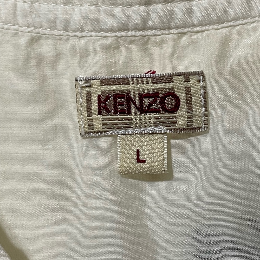 KENZO long white silk shirt L 12-14 vintage Balenciaga - Picture 10 of 12